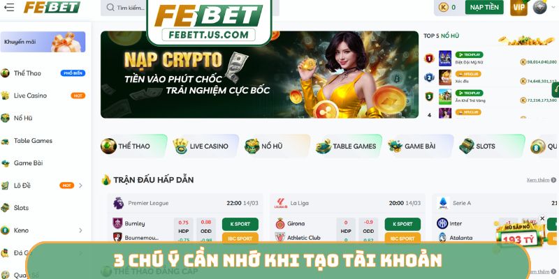 Đăng ký febet 3 chú ý cần nhớ khi tạo tài khoản