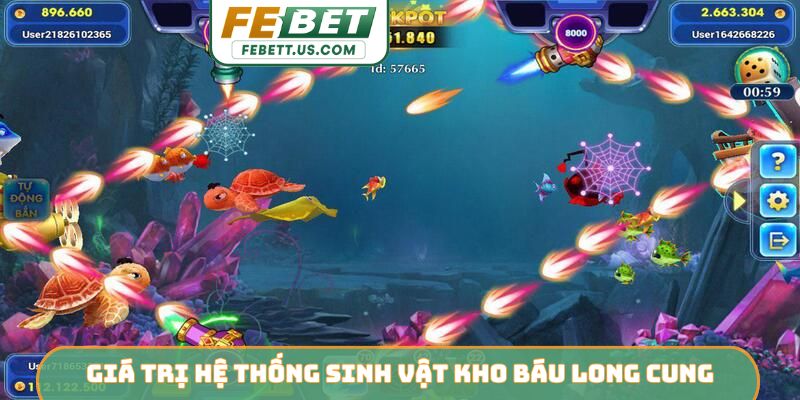 Kho Báu Long Cung FEBET - Săn Thưởng Kỳ Thú Dưới Đại Dương Giá trị hệ thống sinh vật Kho Báu Long Cung